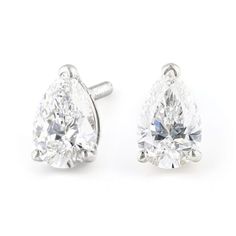 Prazana® Lab-Grown Diamonds 1.00ctw pear shape white lab-grown diamond, rhodium over 18k white gold stud earrings. Measure approximately 1/4"L x 3/16"W and have screw back backings. IGI certified E-F color, SI clarity minimum. White Gold Stud Earrings, White Gold Earrings Studs, White Gold Studs, White Lab, Gold Stud Earrings, Gold Stud, Gold Studs, Gold Earrings Studs, Pear Shape