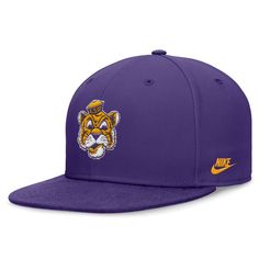 Complete your LSU Tigers game-day look with this Legacy True Fitted Hat from Nike. This hat boasts a high crown and structured fit, providing a timeless and comfortable look that never goes out of style. With its throwback team logo embroidered on the crown and wordmark on the back, this hat is a testament to the enduring legacy of the LSU Tigers. College Baseball Season Cap, College Baseball Season Flat Brim Cap, College Baseball Cap With Flat Brim For Baseball Season, Flat Brim Hats For College Baseball Season, Collegiate Baseball Cap For College, Nike Casual Fitted Baseball Cap, Nike Casual Baseball Cap, College Flat Bill Hats For Baseball Season, Collegiate Baseball Season Hats