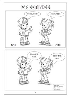 a comic strip with two girls talking to each other and the caption says greetings