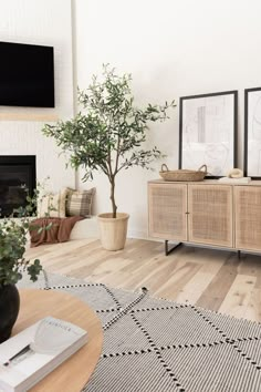 the living room is clean and ready for guests to use it as an entertainment center