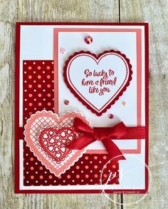 a handmade valentine's day card with hearts