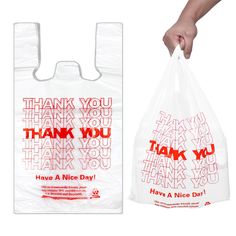 a plastic bag with the words thank you and have a nice day written on it