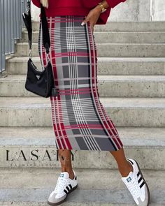 Lasaky - Sophisticated Sleeveless Dress with Modern Geometric Print Top Set Casual Sleeveless Plaid Midi Dress, Casual Plaid Sleeveless Midi Dress, Geometric Decoration, Chic Type, Suit Set, Dress Top, Estilo Casual, Two Piece Outfit, Olivia Mark