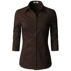 Doublju Women's 3/4 Sleeve Slim Fit Button Down Dress Shirt with Plus Size FEEL SUPER COMFY Doublju Women's Casual and Stylish Button Down Shirt is high quality! SUPERIOR QUALITY FABRIC and Soft, comfortable and stylish specializing in the design. This Premium Plus Size Button Down Dress Shirt is comfortable to wear and trendy. VERSATILE Button Down Dress Shirt This Button Down Dress Shirt is made with lightweight and soft material. Simply design Shirts which is basic and stylish. Button Down Dr Cheap Slim Fit Business Dress Shirt, Black 3/4 Sleeve Shirt, Cheap Black Semi-formal Shirt, Business Casual Blouse, Slim Fit Dress Shirts, Fitted Blouses, Basic Long Sleeve, Womens Basic, Button Down Collar