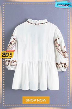 Floral Embroidery Peplum Blouse Long Sleeve Embroidered Top With Floral Design For Summer, Floral Embroidered Short Sleeve Fall Blouse, Floral Embroidered Short Sleeve Blouse For Fall, Embroidered Long Sleeve Summer Blouse, Fall Floral Embroidery Short Sleeve Blouse, Short Sleeve Blouse With Floral Embroidery For Fall, Summer Long Sleeve Blouse With Embroidered Hem, Long Sleeve Tops With Geometric Embroidery For Summer, Casual Long Sleeve Blouse With Resham Embroidery