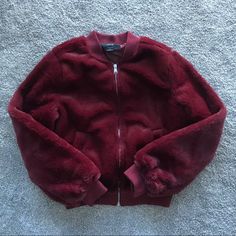 Brand New Fashion Nova Maroon Soft Fuzzy Faux Fur Jacket - Small! Brand Is Iris Purchased Online From Fashion Nova. All Sales Final. Length 21 1/2” Arm Inseam 17” Burgundy Zipper Closure Outerwear For Winter, Burgundy Winter Outerwear With Zipper Closure, Red Faux Fur Outerwear For Fall, Trendy Burgundy Outerwear With Zipper Closure, Red Faux Fur-lined Outerwear For Fall, Red Fall Outerwear With Faux Fur Lining, Red Faux Fur Lined Outerwear For Fall, Red Faux Fur Long Sleeve Outerwear, Black Biker Jacket