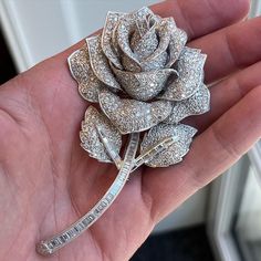 Jewellery Sale, Flowers Jewelry, Elegant Jewellery, Jewellery Design Sketches, Rose Brooch, Diamond Dust, Floral Jewelry, Sterling Silver Brooch, Cubic Zirconia Jewelry