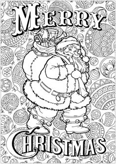 merry christmas coloring page with santa claus