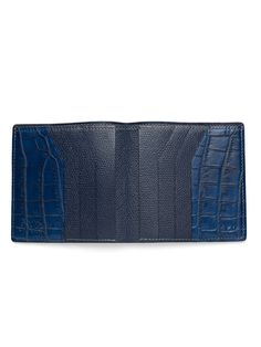 NEW, Custom Made - F.O. monogram inside Blue Color Crocodile Leather 1 Full-Length Bill Slot 6 card slots and 2 bill compartments Included G Lancelot Pouch Skin from HCP (Hermes cuir precieux) Closed: 3.7/8" Width x 4" High Open: 7.75" Width x 4" High This product is located in our EU warehouse. THIS ITEM CAN BE RETURNED FOR STORE CREDIT ONLY! We do not ship this item outside the European Union. Blue Bifold Card Holder For Formal Occasions, Formal Blue Bifold Card Holder, Designer Blue Bifold Wallets, Formal Blue Wallets With Interior Card Slots, Luxury Blue Leather Card Holder, Blue Leather Card Holder For Formal Use, Formal Blue Wallet With Card Slots, Designer Blue Wallets For Business, Designer Blue Business Wallets