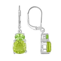 Delicate drop design lends stunning elegance. Cushion-cut lemon quartz and oval-cut peridot stones offer dazzling shine. Sterling silver construction promises lasting brilliance. Leverback closures ensure a secure fit. Details:  1/2-in. length Pierced Sterling silver  Size: One Size. Color: Green. Gender: female. Age Group: adult. Elegant Lime Green Earrings For Formal Occasions, Elegant Lime Green Earrings For Formal Events, Formal Lime Green Peridot Jewelry, Lime Green Oval Jewelry For May Birthstone, Formal Peridot Drop Earrings, Modern Green Oval Earrings, Elegant Oval Peridot Earrings, Lime Green Peridot Gemstone Earrings, Blue Topaz Necklace