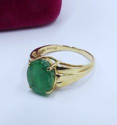 Vintage marked 14k gold and natural emerald ring size 6, In good vintage condition, Few very light scratch on the stone ( in good used condition ), The emerald 10 mm x 8 mm and 2 mm thick. Weighs 3.3 gram. Thanks. Elegant 14k Stamped Emerald Ring, 14k Gold Green Emerald Ring For Formal Occasions, 14k Gold Green Emerald Ring For Formal Events, Formal 14k Gold Green Emerald Ring, Formal Solitaire Emerald Ring For May Birthstone, Hallmarked 14k Gold Green Emerald Ring, 14k Gold Hallmarked Green Emerald Ring, Classic 14k Gold Green Emerald Ring, Classic Green Emerald Ring In 14k Gold