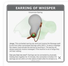 an earring is shown with information about it