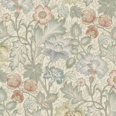 a wallpaper with flowers and leaves on it