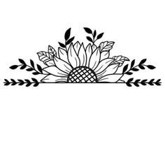 a black and white drawing of a flower with an arrow in the middle on a white background