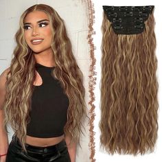 PRICES MAY VARY. [Soft & Tangel-free Hair] High quality heat resistant synthetic fiber, which is natural and it blends in well with your own hair. We've given the wavy hair a more subtle curl than ever before to help you stand out of all the others. [Add Length & Volume] Double weft to add extra volume on the clip in hair pieces with no glue, no tape, causing no damage to your hair and scalp and with less shedding. With 20" wavy hair achieving charming waves is a snap! [Just Clip & Go] Eleven pr Ash Blonde Hair Extensions, Clip Extensions, Clip In Hair Pieces, Blonde Hair Extensions, Ash Blonde Hair, Deep Wave Hairstyles, Black And Blonde, Clip In Hair, Clip In Extensions