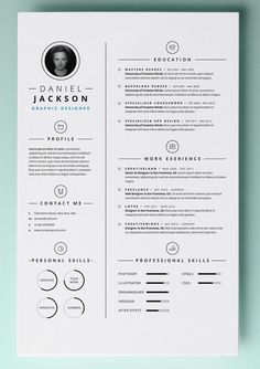 a clean and modern resume template with no work experience on the front page, in black and white