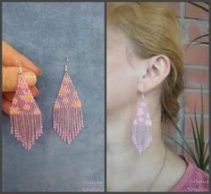 These handmade unique earrings with abstract floral print are made of high-quality Czech beads and strong synthetic thread. I use my author's scheme . They are elegant, fashionable, and highly versatile, suitable for everyday wear. Color: pink,yellow,light pink. 100% hand made with love! I beg you not to copy my authoring Measurements: Length-9 cm (with schwenze) , Width -3 cm Materials: Silver plated ear hooks Czech glass beads Nylon Thread Chandelier Boho, Beaded Chandelier Earrings, Beaded Earrings Native, Beadwork Necklace, Earrings Chandelier, Buy Earrings, Beaded Chandelier, Abstract Floral Print, Earrings Pink