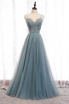 Cheap Homecoming Dresses, Instock Homecoming Dresses 2021, Free Shipping - SheProm.com Prom Dress Green, 2021 Prom Dresses, Green Evening Dress, A Line Evening Dress, Blue Tulle, Beaded Prom Dress, فستان سهرة, Custom Size Dresses, Green Prom Dress