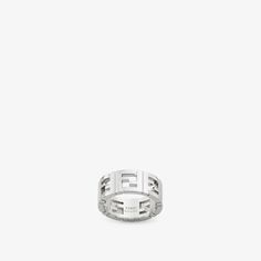 Wide-band ring with FF motif. Made of palladium-finish metal. Made in Italy. Size S Fendi Ring, Fendi Jewelry, Fendi Bracelet, Fendi Store, Delfina Delettrez, Signature Rings, Signature Bracelet, Orange Bracelet, Signature Necklace