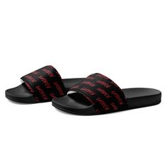 A must-have for the summer: these women’s slides. A pair of these will keep you comfy throughout your day of beach or pool activities, thanks to the cushioned upper strap and the textured footbed. • Cushioned and durable faux leather upper strap • Lightweight polyurethane (PU) outsole • Contoured, textured footbed • Stitched around the upper perimeter for extra durability • Spot clean only • Printed, cut, and handmade • Blank product sourced from China Important: This product is available in the following countries: United States, Canada, Australia, United Kingdom, New Zealand, Japan, Austria, Andorra, Belgium, Bulgaria, Croatia, Czech Republic, Denmark, Estonia, Finland, France, Germany, Greece, Holy See (Vatican city), Hungary, Iceland, Ireland, Italy, Latvia, Lithuania, Liechtenstein, L Black Slides For Summer Swimming, Trendy Slide Flip Flops For Leisure, Black Slides For Swimming In Summer, Synthetic Slides With Adjustable Strap For Beach, Comfortable Synthetic Slides With Adjustable Straps, Comfortable Slides With Adjustable Straps, Black Slides With Adjustable Strap For Vacation, Black Adjustable Sport Sandals For Summer, Trendy Open Toe Slides For Swimming