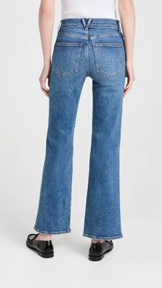 Veronica Beard Jean Crosbie Wide Leg Loafer Jeans | Shopbop Mid-rise Jeans With Zipper Closure For Fall, Trendy Zip Fly Jeans For Fall, Fitted Cotton Jeans With Zipper Closure, Denim Blue Bottoms With Zipper Closure For Fall, Denim Blue Bottoms With Zipper For Fall, High-waist Flare Jeans With Zipper Closure For Fall, Medium Wash Bottoms With Zipper Closure For Fall, Fitted Cotton Jeans With Zip Fly, Fall Straight Leg Jeans With Zipper Closure