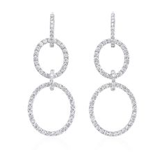 18k white gold diamond dangle earrings with round brilliant cut diamonds weighing 2.95 carats of F color, VS2 clarity. This item is currently out of stock. Please allow 4-6 weeks for delivery. Please note this item is a special order and non-refundable. Diamond Hanging Earrings, Diamond Dangle Earrings, Hanging Earrings, Round Brilliant Cut Diamond, Brilliant Cut Diamond, White Gold Diamonds, Infinity Bracelet, Round Brilliant, Gold Diamond