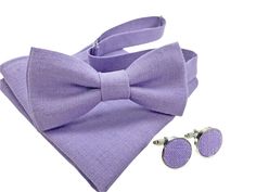 "ACCESSORIES are made of HIGH Quality OEKO-TEX Certified Linen (free from harmful chemicals) All Accessories are packaged in stylish gift box! BOW TIES: *Type: Pre-tied * Bow tie size 2,4 x 4,5\" (6 x 11,5 cm) * Adjustable bow tie straps (length): ~20,5\" (52 cm). Could make longer upon separate request. CUFFLINKS: *Color: same as bow tie POCKET SQUARES: *Color: same as bow tie (could make other, please contact us separately) * Pocket square measurements: 10,2 x 10,2\" (26 x 26 cm) SUSPENDERS: * Purple Suit And Tie Accessories For Groom, Lavender Braces, Purple Ties As Gifts, Classic Purple Adjustable Suit And Tie Accessories, Lavender Suspenders, Classic Lavender Formal Ties, Purple Bow Tie For Party, Classic Purple Ties As Gifts, Lavender Bow Tie