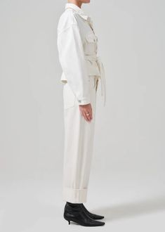 Ayla Baggy Cuffed Crop in Pashmina – Citizens of Humanity White Outerwear With Belted Cuffs For Spring, Reworked Vintage, Flattering Tops, Vintage Silhouette, Citizens Of Humanity, Human, High Quality