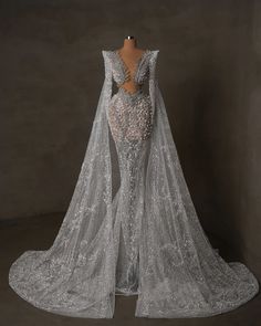 BIONNA DRESS – CHALASO Silver Wedding Dress Lace, Crystal Beading Wedding Dress, White Crystal Dresses, Crystal Bridal Dress, Wedding Dresses Silver, Wedding Ideas Dresses, Dream Wedding Ideas, Dress With Crystals, Extravagant Wedding Dresses