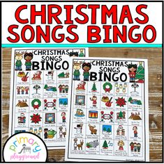 christmas song bingo game for kids to play on the table with their own name and pictures