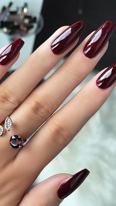 Ongles Gel Violet, Red Nail Art Designs, Fall Nail Polish, Wine Nails, Video Makeup, Nail Polish Colors Fall, Red Nail Art