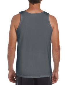 Men's Softstyle® Tank - CHARCOAL - S | Gildan Men's Softstyle Tank Top in Charcoal Size Small | ringspun cotton Sleeveless Shirt, Soft Style, Sleeveless Top, Tank Top, Size Medium, Tank Tops, Mens Tops, Grey, Ribe