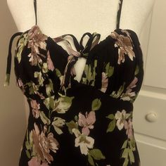 Brand New Condition, Never Worn Or Washed. Fits Like A Glove On Medium And Just Comfortable Enough In A Small Black Floral Print Summer Maxi Dress, Feminine Black Maxi Dress With Floral Print, Trendy Black Mini Dress For Vacation, Casual Floral Print Maxi Dress For Date Night, Trendy Black Dress For Vacation, Floral Print Sundress Maxi Dress For Night Out, Floral Print Sundress For Night Out, Floral Sundress Maxi For Night Out, Trendy Black Floral Print Dresses