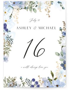 an elegant floral wedding card with the number sixteen on it