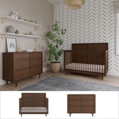 an image of a baby crib and dresser