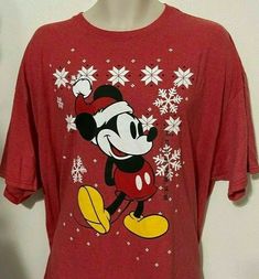 DISNEY Santa Hat MICKEY MOUSE CHRISTMAS T-SHIRT Men's SIZE XL 2XL NWT Disney Cotton T-shirt For Winter, Disney Graphic Print T-shirt For Holiday, Disney Christmas T-shirt For Fan Events, Casual Christmas Fan Merchandise Tops, Disney Crew Neck Holiday Tops, Christmas Fan Merchandise Crew Neck Tops, Disney Crew Neck T-shirt For Holiday, Disney Holiday Crew Neck T-shirt, Holiday Disney Crew Neck T-shirt