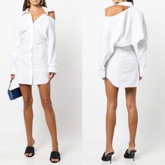 Alexander Wang White Cutout Cotton-Poplin Mini Shirt Dress Cutout Shirts, Open Back Shirt, Alexander Wang Dress, Back Shirt, Mini Shirt Dress, Cotton Poplin, Alexander Wang, Open Back, Colorful Dresses