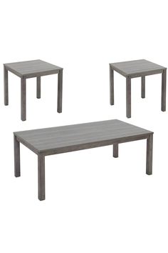 three tables sitting next to each other on a white background