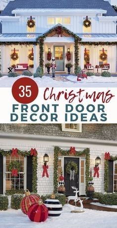 christmas front door decorating ideas for the house and yard with presents on display in front