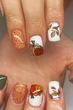 Coral Nails With Design, November Nail Designs, Food Nails, August Nails, Acrylic Nail Shapes, Halloween Acrylic Nails, Fingernail Designs, November Nails, Fall Gel Nails