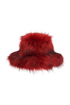 Faux Fur Accessories, Hat Model, Fuzzy Bucket Hat, Fur Bucket, Fur Bucket Hat, Fur Hats, Red Fur, Fur Accessories, Fur Hat