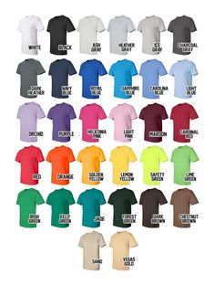 This listing is for a brand new "Idaho" t-shirt, printed on a 6.0 oz, 100% cotton shirt from Gildan. We have over 30 shirts colors and 15 print colors available. Please see size chart above if you have questions about sizes and dimensions. If you would like this design printed on a different item (long sleeve, ladies tee, youth size, hoodie, etc) please let us know!Important! Please add a note during checkout to let us know which print color you would like (see images above for options.) The def T Shirt Colors Palette, Tshirt Colors Palette, T Shirt Colors Ideas, T Shirt Colors, New York T Shirt, New West, Design Brochure, Tee Shirt Designs, Color Shirt