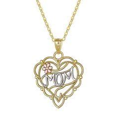 "Show mom just how much you love her with this tricolor heart pendant necklace. Show mom just how much you love her with this tricolor heart pendant necklace. Pendant size: 20 mm x 16 mm Chain length: 18 in. Chain type: cable Metal: 10k gold Plating: 10k rose gold, rhodium Finish: polished Packaging: boxed Please note, due to the high value of this item, a signature may be required upon delivery. Size: 18"". Color: Multicolor. Gender: female. Age Group: adult." Hallmarked Yellow Gold Heart Necklace For Mother's Day, 14k Gold Heart Necklace For Mother's Day, 10k Gold Chain, Heart Pendant Necklace, 10k Gold, Tri Color, Cable Chain, Necklace Pendant, Gold Plating