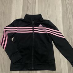 New Without Tags. Black With Light Pink Stripes. Size 6 Pink Adidas Sports Outerwear, Pink Adidas Winter Outerwear, Pink Adidas Long Sleeve Outerwear, Adidas Pink Long Sleeve Outerwear, Pink Adidas Sporty Outerwear, Sporty Pink Adidas Outerwear, Black Adidas Jacket, Light Pink Adidas, Sports Outfit