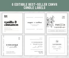 6 editable best - seller canva candle labels