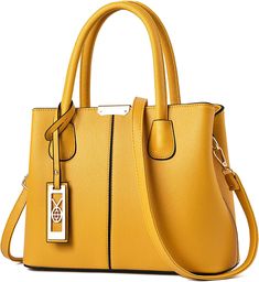 Store New Arrivals Add to Favorite View Feedback Contact Purses and Handbags for Women Leather Crossbody Bags Women'S Tote Yellow Description Department womens Color Yellow Product Dimensions 12 x 5 x 9 inches; 1.5 Pounds Country of Origin China Leather 进口 Different Ways to Carry: Purses for Women,Handbags for Women, Leather Tote, Shoulder Bag,Crossbody bag,Satchel. Perfect for Dating,Shopping,Working,Traveling, Vocation, Party and Other Occasions Synthetic Material: Made of Quality Durable Synthetic Leather (100% eco-friendly. No animals were harmed) with Gold Tone Hardware Removable Crossbody Shoulder Strap with Adjustable Drop of 13-25" Two Interior Compartments,Interior Two Zippered Pocket and Two Slip Pockets,Exterior Back Pockets Handbags Dimensions: 12"L x 5.2"D x 9"H, Top Handle He Hand Bags For Women, Leather Crossbody Bags, Pocket Handbag, Crossbody Bag Women, Boho Bag, Women Leather, Satchel Handbags, Shoulder Tote Bag, Womens Tote