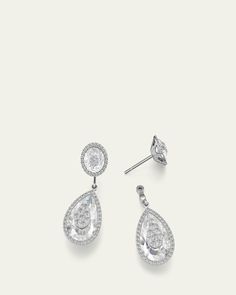 Bhansali drop earrings from the One Collection    18karat solid white gold    Pear and round quartz with diamond halos    1 total diamond carat weight     For pierced ears    Imported Luxury Teardrop Bridal Earrings For Formal Occasions, Luxury Drop Earrings With Pave Setting, Formal Diamond Bridal Earrings With Pave Setting, Dazzling Formal Bridal Earrings With Pave Setting, Dazzling Rose Cut Diamond Earrings For Formal Occasions, Formal Pear-shaped Pave Setting Earrings, Formal Pear-shaped Earrings With Pave Setting, Formal Pear-shaped Pave Earrings, Luxury Pear-shaped Earrings With Pave Setting