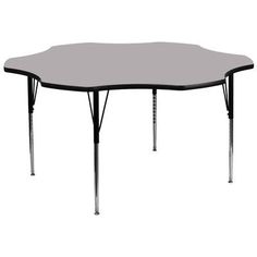 a black table with two legs and a gray top