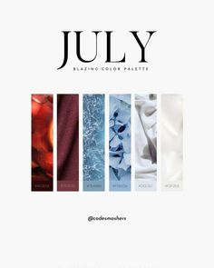 the cover of july magazine with different colors