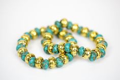 Beachy - Nastava Jewelry Beachy Bracelets, Turquoise And Gold, A Day At The Beach, Bracelet Design, Jump In, Day At The Beach, Stretch Bracelet, Bracelet Designs, Stretch Bracelets